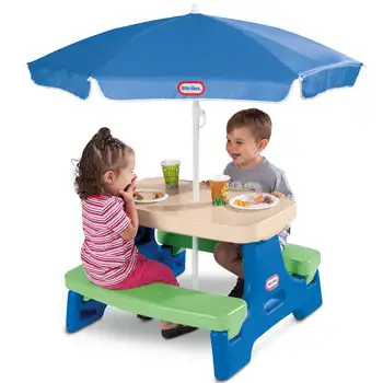 Стол для пикника с зонтиком, синий и зеленый - Игровой стол с зонтиком, для детей