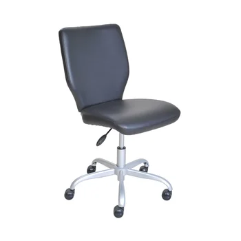 Офисное кресло Mainstays со средней спинкой на колесиках соответствующего цвета, из серой искусственной кожи