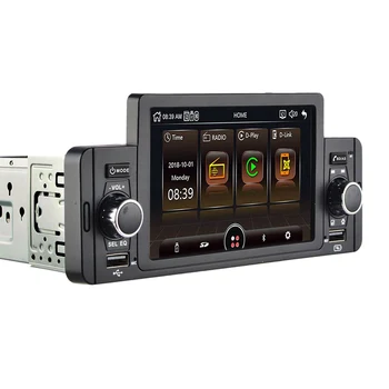 Автомобильный радиоприемник на 1 Din, стерео, 5-дюймовый мультимедийный IPS сенсорный MP5 плеер с кнопочной ручкой, Двойной USB, Bluetooth, Зеркальная ссылка