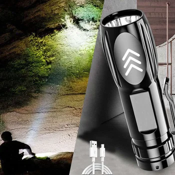 Портативный Мини светодиодный фонарик USB Перезаряжаемый яркий фонарик ABS Легкий фонарик для кемпинга Верховой Езды Пеших Прогулок Приключенческого велосипеда