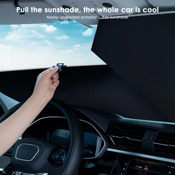 Автоматическая убирающаяся шторка на лобовое стекло автомобиля, солнцезащитный козырек на переднее стекло, полное покрытие, Летняя защита от ультрафиолета, Автоматическая защита от солнца