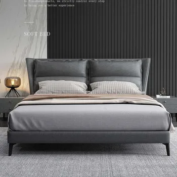 Ткань в итальянском стиле; современный минималистичный прикроватный столик серого цвета; Роскошная высококачественная кровать; Стабильная домашняя мебель Camas De Casal
