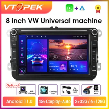 Vtopek 2 din Android 11 Автомобильный Радиоприемник, Мультимедийный Видеоплеер, Навигация GPS Для Volkswagen VW Skoda Octavia Passat Tiguan GOLF POLO