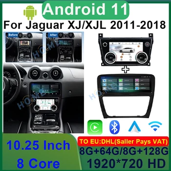 10,25 Дюймов Android 11 8 + 128 Г Автомобильный Радиоприемник Мультимедиа GPS Навигация Головное Устройство Стерео Приемник Экран Дисплей Для Jaguar XJ XJL11-18