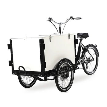 Ретро Электрический грузовой велосипед мощностью 250 Вт, грузовой трехколесный велосипед с педалью, трехколесный велосипедный бокс с деревянной крышкой SLS-0006