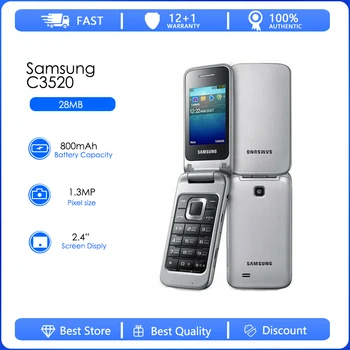 Samsung C3520 Восстановленный-Оригинальная разблокированная 1.3-мегапиксельная камера Поддержка GSM 2G Откидной мобильный телефон Гарантия один год
