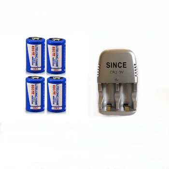 литий-ионная аккумуляторная батарея CR2 емкостью 4шт 880 мАч 3 В + зарядное устройство cr2 емкостью 1 шт.