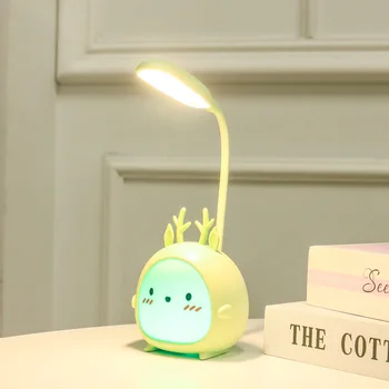 Милая мультяшная настольная лампа для защиты глаз, Энергосберегающая лампа для чтения, USB Зарядка, ночник для сна, светодиодная настольная лампа для подарка детям