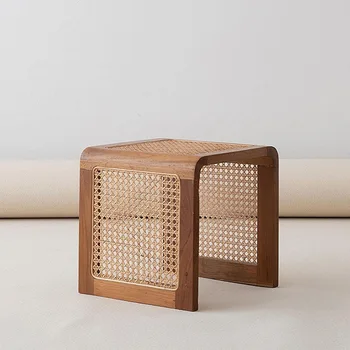 Скандинавский квадратный приставной столик из массива Дерева Чайный столик для Гостиной Маленький Квадратный столик из японского белого воска из ротанга