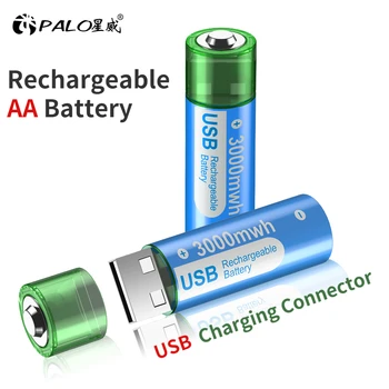 PALO USB 1,5 В AA Литиевая Аккумуляторная Батарея 3000 МВтч 1,5 В AA Литий-ионная Аккумуляторная Батарея USB Аккумуляторные Батареи для Дистанционного Управления