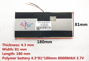 3,7 В 8000 мАч [4381180] PLIB (полимерный литий-ионный аккумулятор) литий-ионный аккумулятор для планшетных ПК M9 pro 3g/max M9