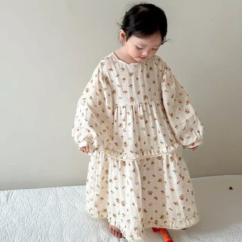 Детская одежда Платье для девочек Весеннее платье Корейская повседневная однотонная юбка Принцессы Детская Юбка