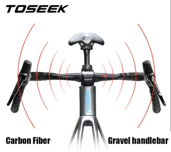 TOSEEK-Карбоновая рукоятка с экзотропизмом, Руль для велосипеда с гравийным покрытием, Для велокросса, Матовый черный, 31,8 мм, 400 мм, 420 мм, 440 мм
