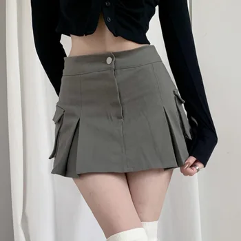 Эстетичная Кружевная Милая Плиссированная юбка в стиле пэчворк, Летние корейские Короткие юбки с высокой талией, Женская Повседневная мода 2023