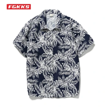 FGKKS 2022 Летняя Новая Мужская Гавайская Рубашка с короткими рукавами и Принтом, Модная Красивая Рубашка для Путешествий и Отдыха, Свободная Пляжная Рубашка Для Серфинга, Мужская