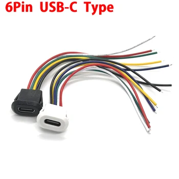 100шт 6P Разъем USB Type C Type-C с пряжкой для карты 5A Разъем для быстрой зарядки с высоким током, разъем для подключения зарядного устройства USB-C