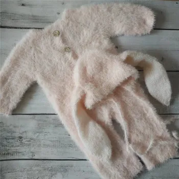 Комбинезон с пушистым кроликом для новорожденных 2023 года для реквизита для фотосъемки, розовый кролик для одежды для фотосъемки