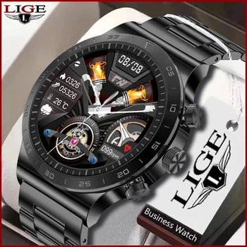 Модные Умные часы LIGE для мужчин с полным сенсорным экраном Bluetooth, водонепроницаемые часы, Спортивные умные часы для фитнеса, Мужские Relogio Masculino