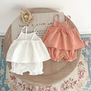 AYNIGIELL / летний комплект костюмов для новорожденных, милое платье-комбинация для маленьких девочек, шорты, комплект из 2 предметов