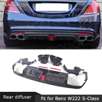 S Class ABS Диффузор для Губ Заднего Бампера, Спойлер с Наконечниками Выхлопных Газов Для Mercedes Benz W222 S63 S65 AMG 2014-2017, Автомобильный Стайлинг