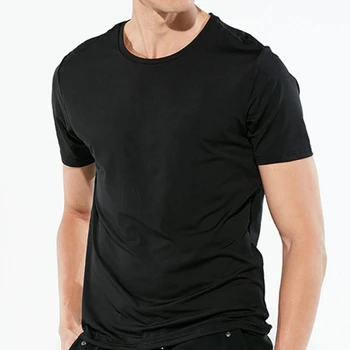 № 2 A1147 Летняя футболка, дышащие рубашки, быстросохнущие спортивные мужские для отдыха, Черная повседневная футболка из ледяного шелка с короткими рукавами