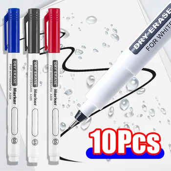 Стираемая ручка для маркеров для белой доски, чрезвычайно тонкий наконечник 0,5 мм, 0,7 мм, 1 мм, Ручка для сухого стирания, Офисный экзамен, Водонепроницаемый маркер