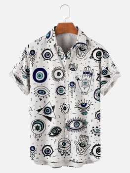 Мужская рубашка с коротким рукавом, Гавайская летняя Harajuku, уличная 3D печать, Уютные повседневные рубашки оверсайз, Курортная пляжная футболка из полиэстера