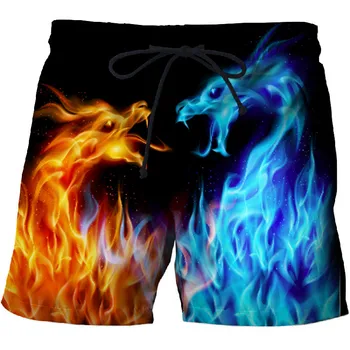 Flame Graphics 3d Принт, Летние Модные мужские шорты, быстросохнущие Шорты для плавания, Повседневные пляжные брюки Оверсайз, Трендовая мужская одежда