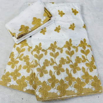 Белое золото, 5 + 2 ярда, Африканская ткань Bazin Riche с шарфом, Модная вышивка, Платья из кружевной ткани Bazin для свадебной вечеринки