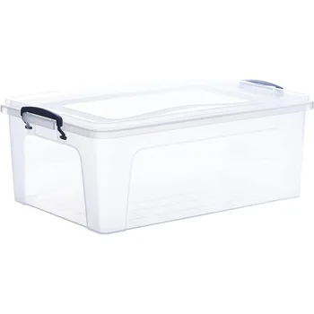 Прозрачный ящик для хранения с крышкой, Пластиковые контейнеры для хранения, Штабелируемый ящик, Организация хранения