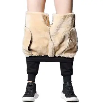 Модные Мужские Зимние брюки из овечьего бархата с завязками в простом стиле, мужские брюки, сохраняющие тепло, мужские зимние брюки для спорта