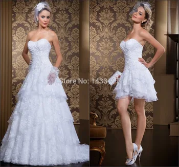 Новое дизайнерское свадебное платье 2 в 1, 2018, Шифоновое кружевное свадебное платье без рукавов с открытыми плечами, Vestido Casamento