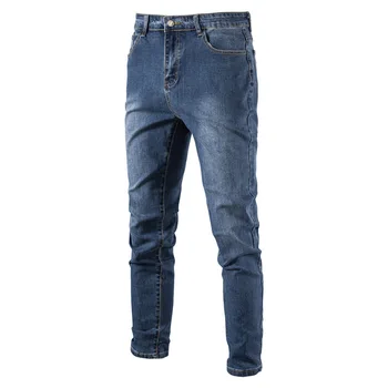 Простые повседневные обтягивающие джинсы с микроэластичными брюками после стирки