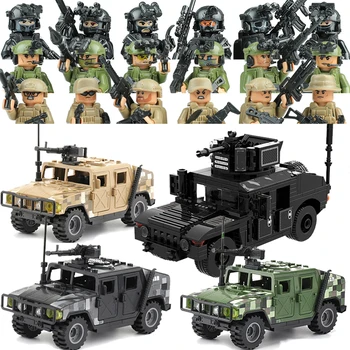Фигурки спецназа Ghost Commando, Строительные блоки, Солдат армии, Городской спецназ, Военный автомобиль, Оружие, Кирпичи, Детские игрушки, подарок