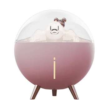 Увлажнитель воздуха USB Quiet Space Bear со светодиодной подсветкой, мини-увлажнитель, туманообразователь, Ароматерапия для домашнего офиса, розовый