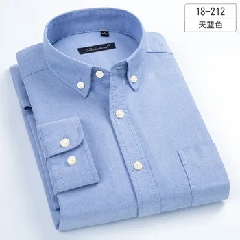 8XL 7XL 100% Хлопок чистый цвет / рубашки в полоску для мужчин, Оксфордская деловая повседневная мужская рубашка с длинным рукавом, негабаритная рубашка на пуговицах