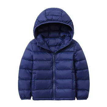 Зимние ветрозащитные куртки для мальчиков от 2 до 16 лет, сверхлегкие детские пальто на утином пуху с капюшоном, Детские пуховики из пуховых перьев, Одежда для девочек