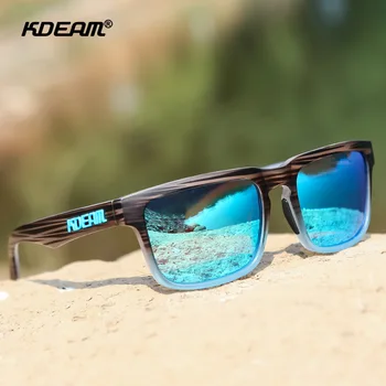 KDEAM Для Мужчин, Поляризованные солнцезащитные очки, спортивные солнцезащитные очки сумасшедших цветов Elmore, блокирующие УФ-излучение, с коробкой