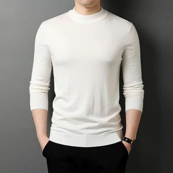 осенне-зимние однотонные свитера с длинным рукавом и полуприкрытым вырезом, мужская нижняя рубашка zde2702