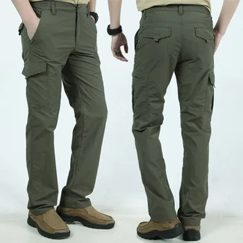 Брюки-карго, мужские водонепроницаемые армейские тактические брюки, быстросохнущая рабочая одежда, повседневные летние легкие осенние флисовые джоггеры для бега трусцой