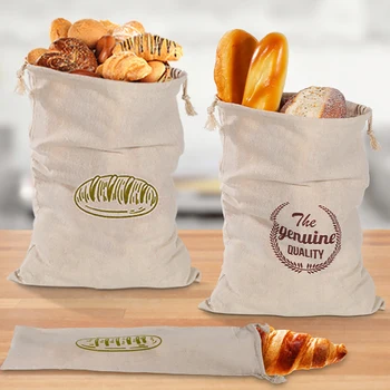 Льняная сумка для хлеба, Многоразовый багет, Хлопковая сумка для хранения на шнурке, Буханка домашнего хлеба, Свежее Экологически чистое хранение для багета