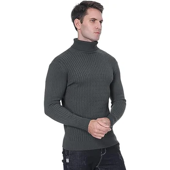 Мужской свитер с высоким воротом, теплый вязаный свитер с длинными рукавами, осень-зима, мужской свитер с высоким воротом, сохраняющий тепло