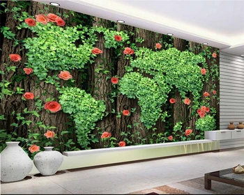 Beibehang 3D обои Фото графики Деревья Розы Виноградные лозы Зеленые листья Декоративные обои для гостиной papel de parede обои