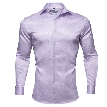 Мужские рубашки элитного бренда сливово-фиолетового цвета в стиле ретро с длинным рукавом и отложным воротником, повседневный крой, свадебные деловые рубашки для жениха.Wang CY-552