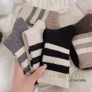 1 Пара женских носков в Японском корейском стиле средней длины, дышащие повседневные винтажные носки, осенне-зимние дышащие носки