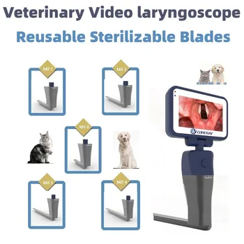 Ветеринарный видеоларингоскоп, многоразовые стерилизуемые лезвия, цветной TFT LCD, 5 лезвий из нержавеющей стали дополнительно