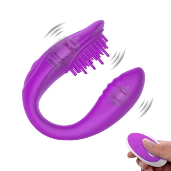 Беспроводной вибратор Секс-игрушки для взрослых для пар Перезаряжаемый Фаллоимитатор G Spot U Силиконовый стимулятор Двойные Вибраторы Секс-игрушка для женщины