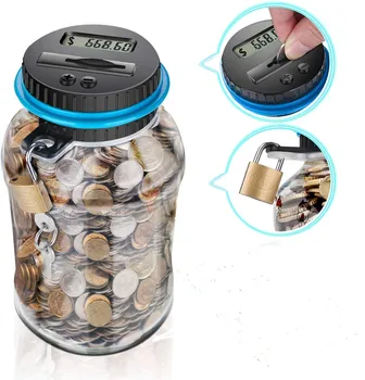 Блокирующаяся цифровая копилка для монет, прозрачная банка с ЖК-дисплеем, сменный счетчик, копилка для монет
