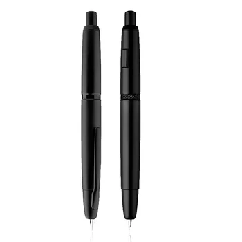 в наличии Перьевая ручка MAJOHN A1 Press с выдвижным сверхтонким наконечником 0,4 мм, Металлическая ручка с черными матовыми чернилами с преобразователем для письма