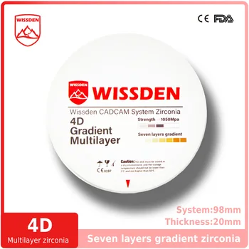 Wissden 4D Многослойные Циркониевые блоки Принадлежности для зуботехнической лаборатории 98,20 мм Для реставрации зубных протезов CAD /CAM
